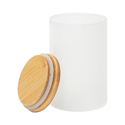 Glass container with bamboo lid for sublimation